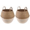 vidaXL Plant Pot with Handles 2 pcs White &Oslash; 32 x 32 cm 100% Seagrass