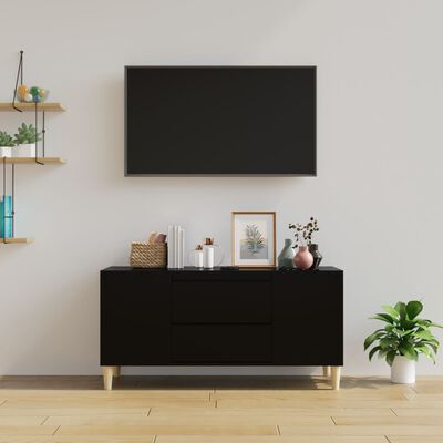 vidaXL TV Cabinet Black 102x44.5x50 cm Engineered Wood