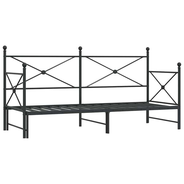 vidaXL Daybed with Trundle without Mattress Black 80x200 cm Steel