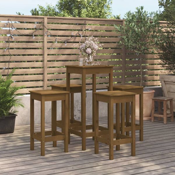vidaXL 5 Piece Bar Set Honey Brown Solid Wood Pine