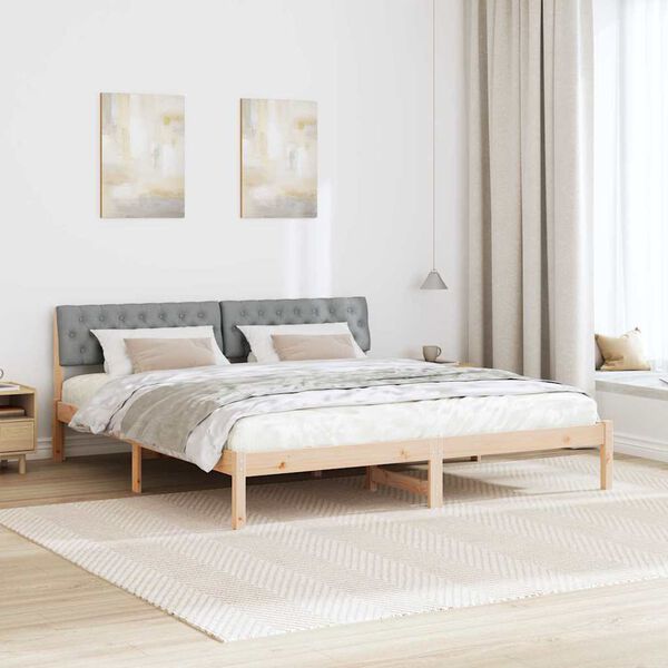 vidaXL Bed frame Brown and light grey 180 x 200 cm Solid pine wood