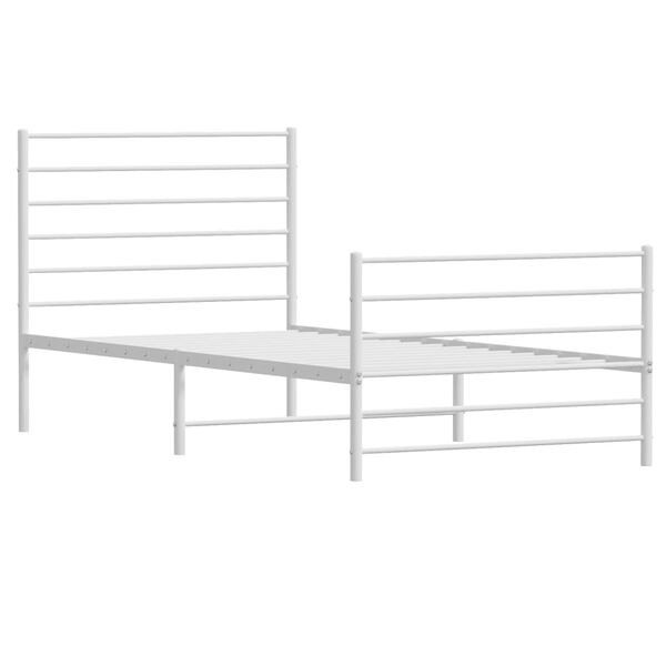 vidaXL Metal Bed Frame without Mattress with Footboard White 75x190cm