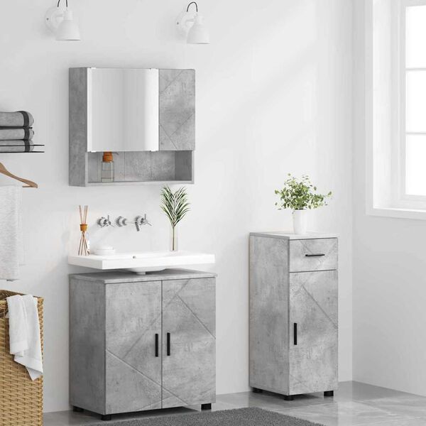 vidaXL Bathroom Furniture Set with Drawer 3 pcs Concrete Grey
