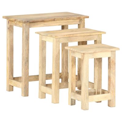 vidaXL Nesting Tables 3 pcs Solid Mango Wood
