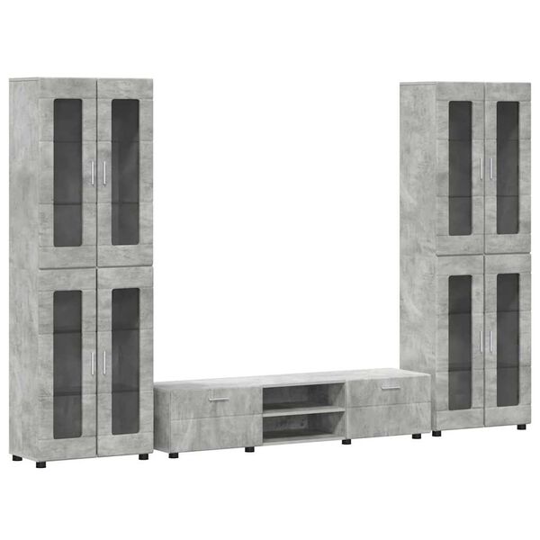 vidaXL TV Cabinet Set with Drawer FLORIN Concrete Grey Engineered Wood