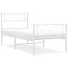 vidaXL Metal Bed Frame without Mattress with Footboard White 100x200cm