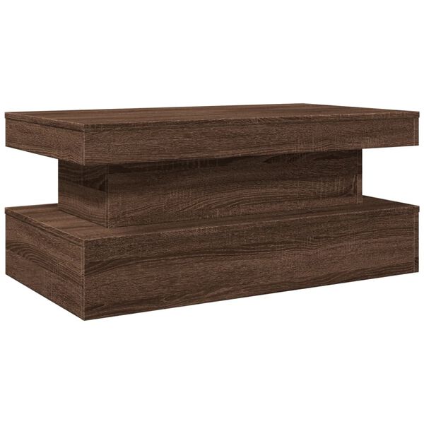 vidaXL Coffee Table with LED Lights Brown Oak 90x50x40 cm