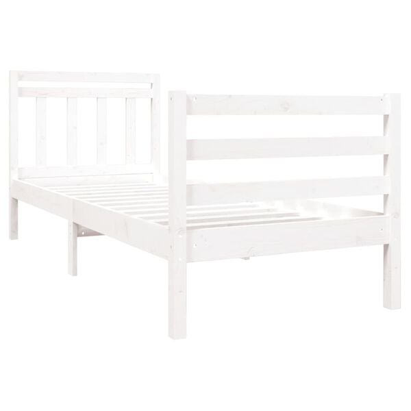 vidaXL Bed Frame without Mattress White Single Solid Wood