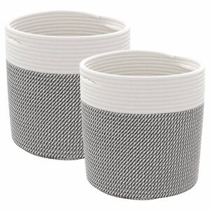 vidaXL Storage Baskets 2 pcs Grey and White Ø28x28 cm Cotton