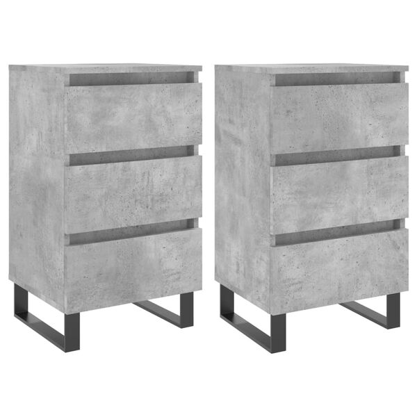 vidaXL Bedside Cabinets 2 pcs Concrete Grey 40x35x69 cm Engineered Wood