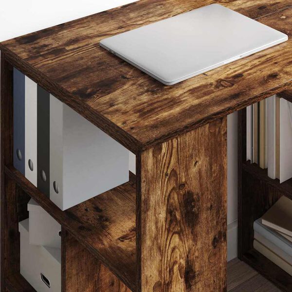 vidaXL Desk with Shelf Smoked Oak 90 x 50 x 75 cm Engineered Wood