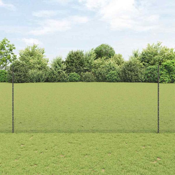 vidaXL Fence with Post Grey 1.4 x 10 m Steel and PVC