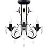 vidaXL Art Nouveau Style Black Chandelier Crystal Beads 3xE14 Bulbs
