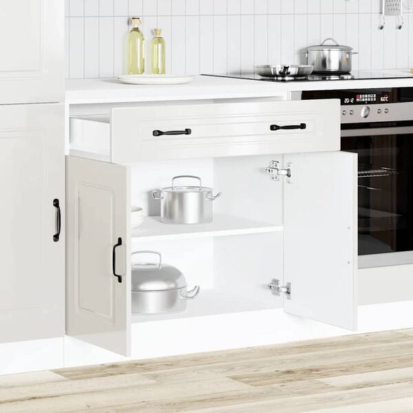 vidaXL Kitchen Base Cabinet Kalmar High Gloss White Engineered Wood