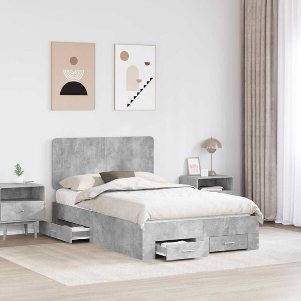 vidaXL Bed Frame Concrete Grey 120 x 200 cm Engineered Wood