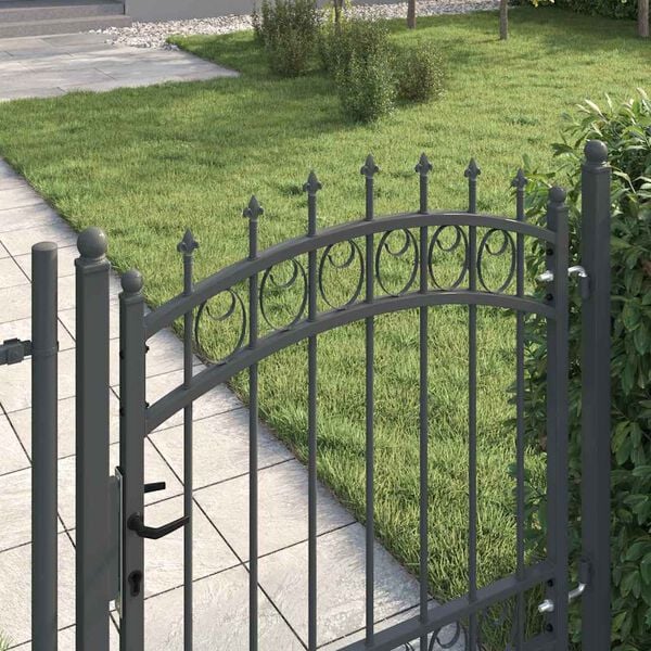 vidaXL Fence Gate with Spikes Grey 100 x 100 cm Powder-coated steel