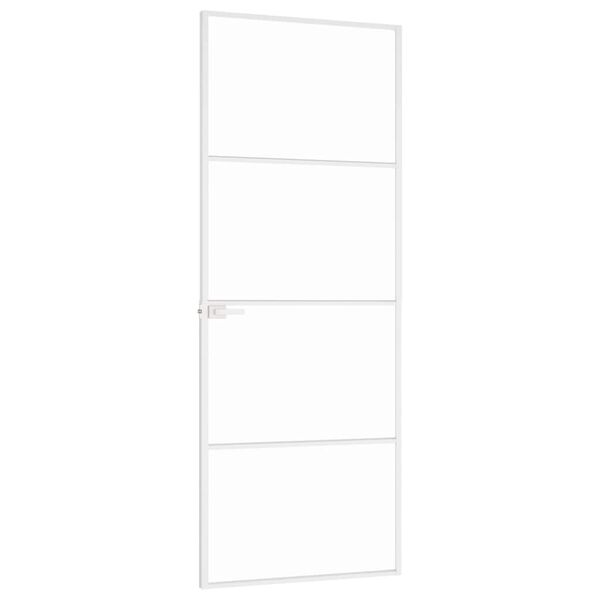 vidaXL Interior Door White 76x201.5 cm Tempered Glass&Aluminium Slim