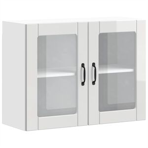 vidaXL Kitchen Wall Cabinet with Glass Door Lucca High Gloss White Engineered Wood