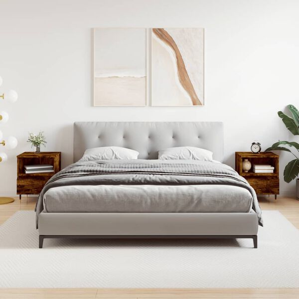 vidaXL Bedside Cabinets 2 pcs Smoked Oak 40x35x50 cm Engineered Wood