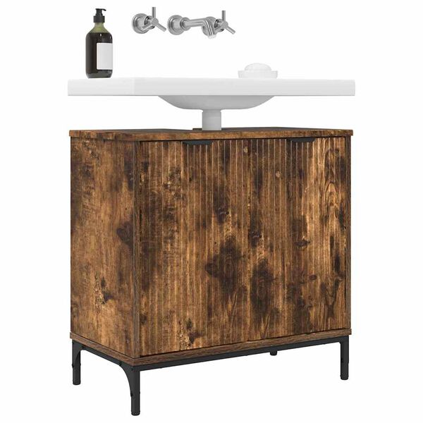 vidaXL Bathroom Sink Cabinet with Door Smoked Oak 60.5 x 33.5 x 61 cm