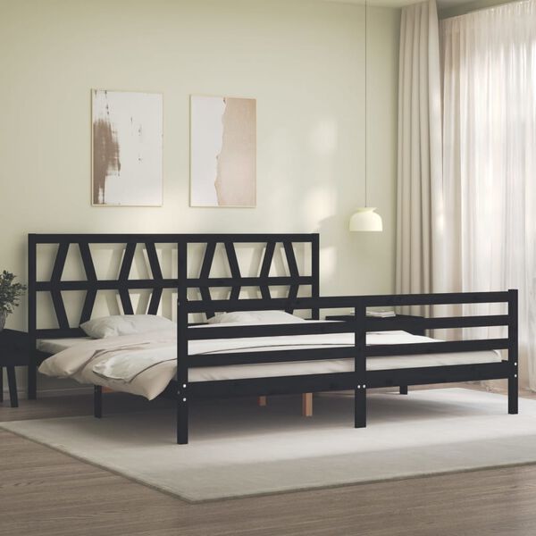 vidaXL Bed Frame without Mattress Black 200x200 cm Solid Wood