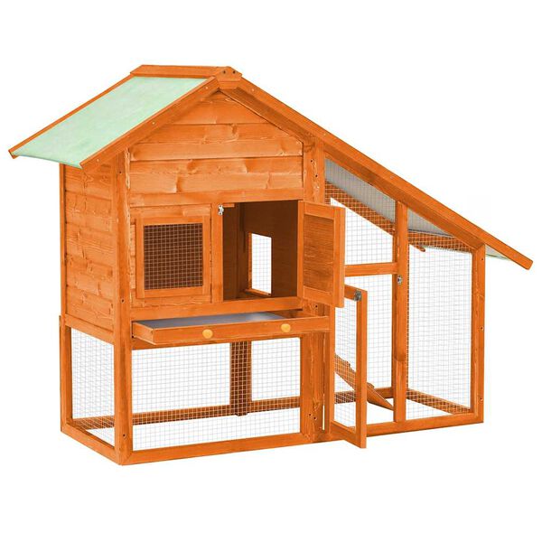 vidaXL Rabbit Hutch 140x63x120 cm Solid Firwood