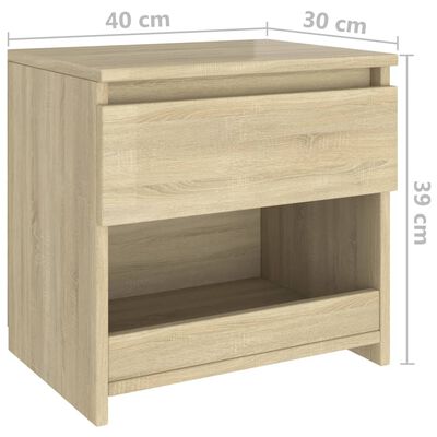 vidaXL Bedside Cabinets 2 pcs Sonoma Oak 40x30x39 cm Engineered Wood