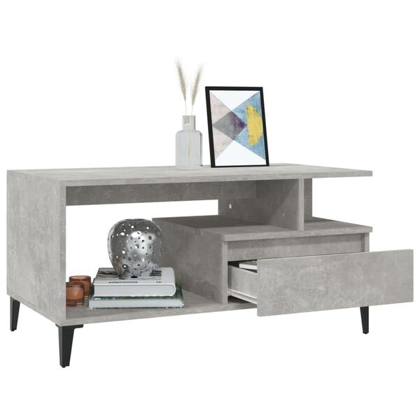 vidaXL Coffee Table Concrete Grey 90x49x45 cm Engineered Wood