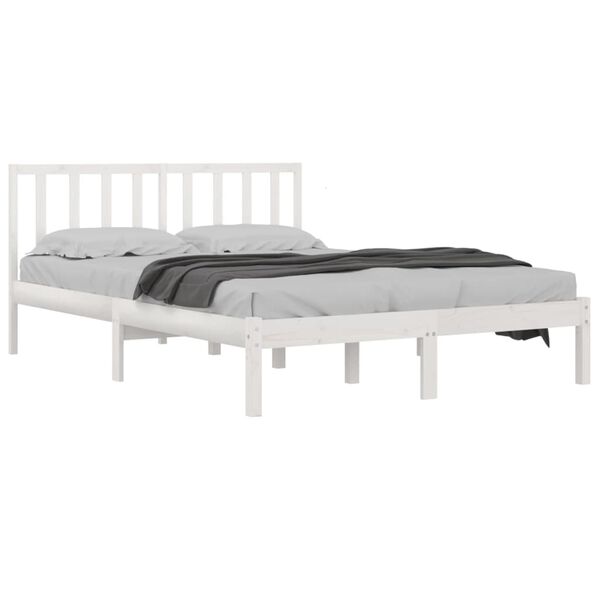 vidaXL Bed Frame without Mattress White Solid Wood Pine 200x200 cm