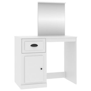vidaXL Dressing Table with Mirror White 90x50x132.5 cm Engineered Wood