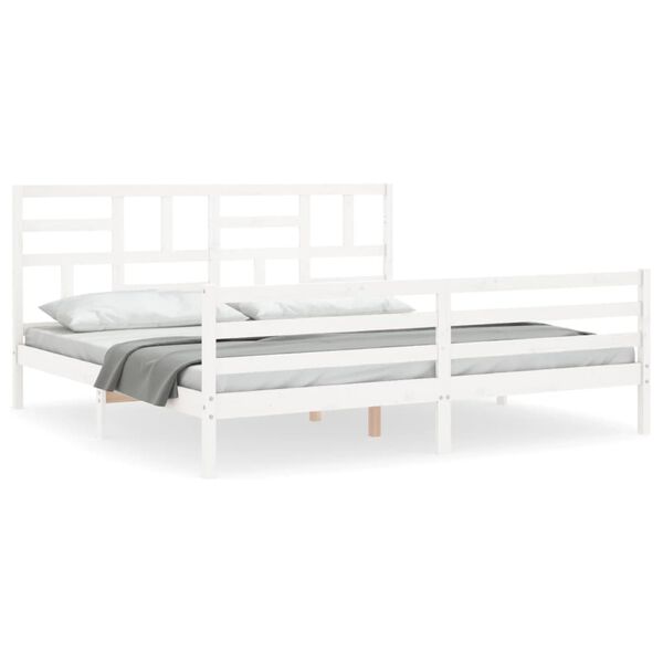 vidaXL Bed Frame without Mattress White Super King Size Solid Wood