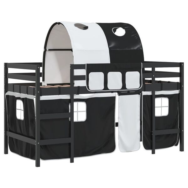 vidaXL Kids' Loft Bed with Tunnel without Mattress White&Black 80x200cm
