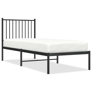 vidaXL Metal Bed Frame without Mattress with Headboard Black 80x200cm