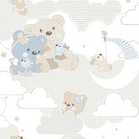 Noordwand Wallpaper Mondo baby Hug Bears Blue and Beige