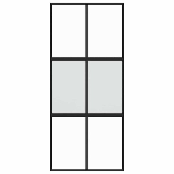 vidaXL Sliding Door Black 90x205 cm Tempered Glass and Aluminium