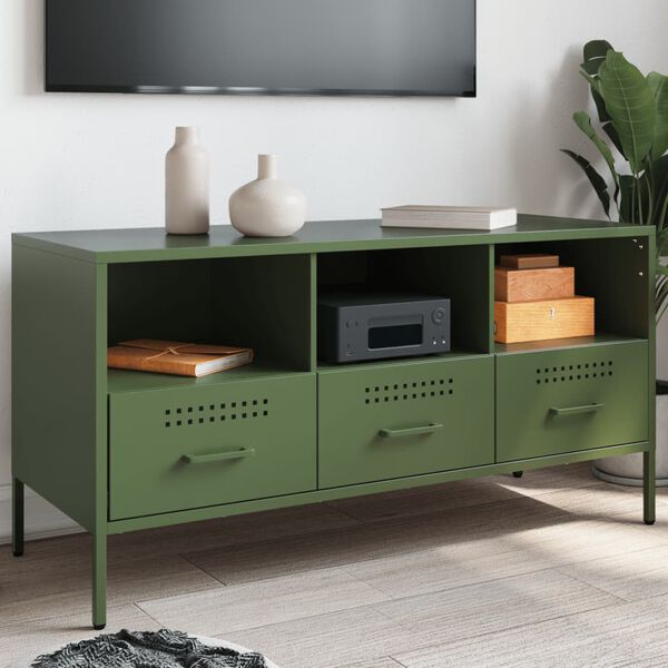 vidaXL TV Cabinet Olive Green 100.5x39x50.5 cm Steel