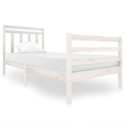 vidaXL Bed Frame White Solid Wood 90x200 cm