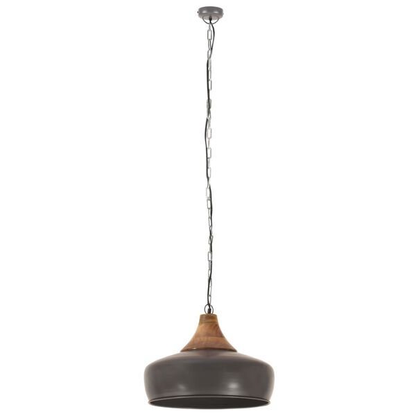 vidaXL Industrial Hanging Lamp Grey Iron & Solid Wood 35 cm E27