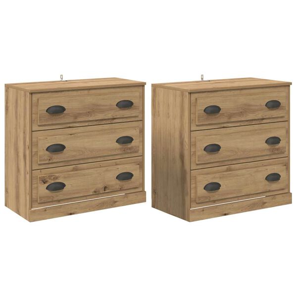 vidaXL Sideboards with Drawer 2 pcs Artisan Oak 70 x 35.5 x 67.5 cm
