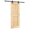 vidaXL Sliding Door Natural and Black 80 x 210 cm Solid Pine Wood
