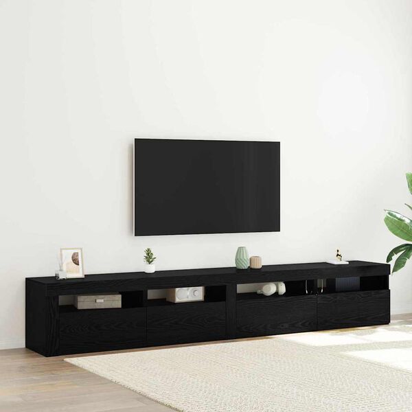 vidaXL TV Cabinet Set 3 pcs Black Oak 240 x 35 x 40 cm Engineered Wood