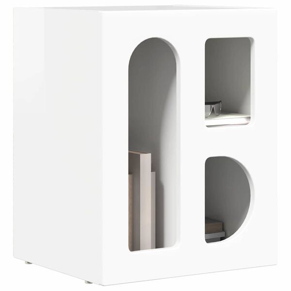 vidaXL Bedside Table High Gloss White 40 x 35 x 50 cm Engineered Wood