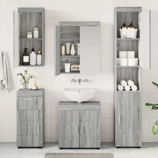 vidaXL Bathroom Furniture Set TULUM Grey Sonoma Engineered Wood