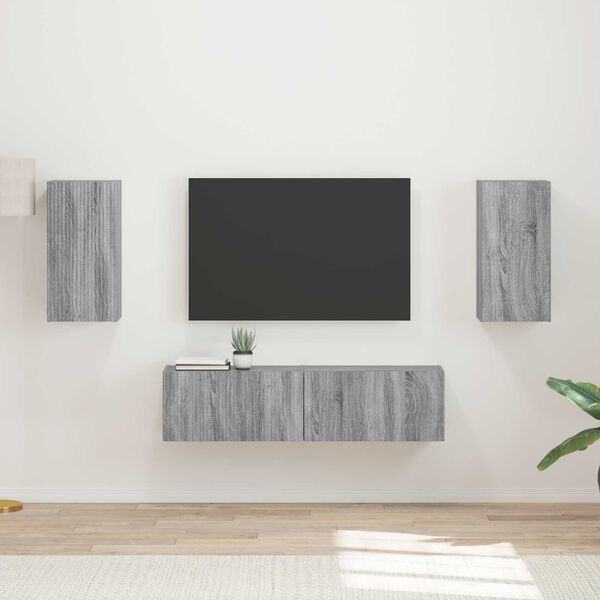 vidaXL TV Cabinet Set 4 pcs Grey Sonoma Engineered Wood