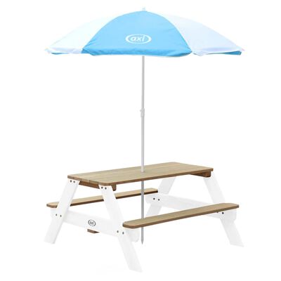 AXI Children Picnic Table Nick with Umbrella Brown and White