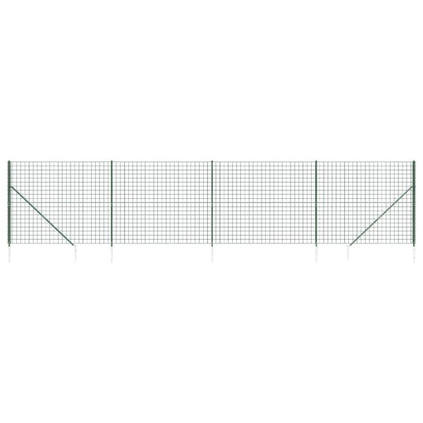 vidaXL Wire Mesh Fence with Spike Anchors Green 2x10 m