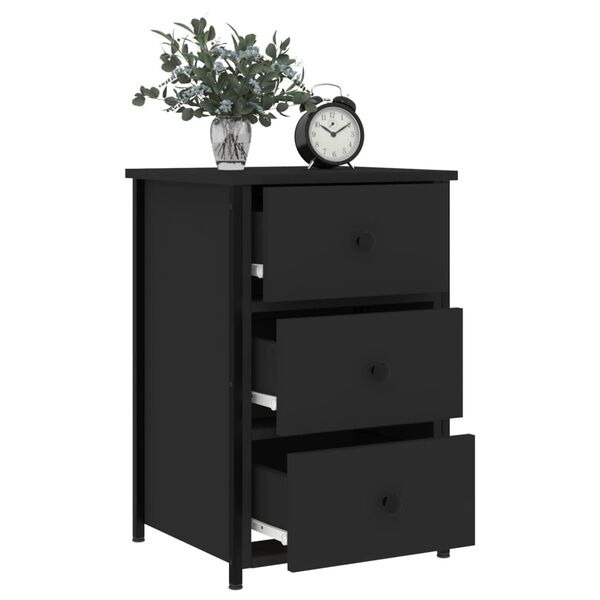 vidaXL Bedside Cabinet Black 40x36x60 cm Engineered Wood