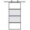 vidaXL Sliding Door Black 90x205 cm Tempered Glass and Aluminium