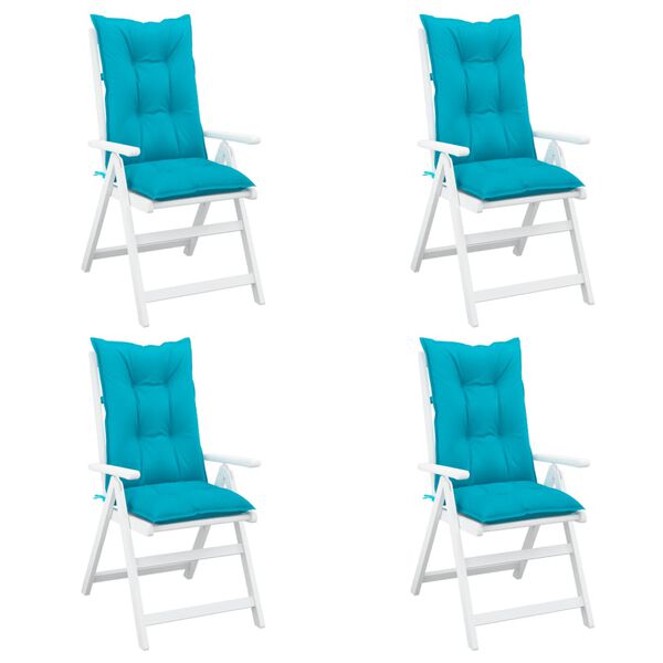 vidaXL Garden Highback Chair Cushions 4 pcs Turquoise 120x50x7 cm Fabric