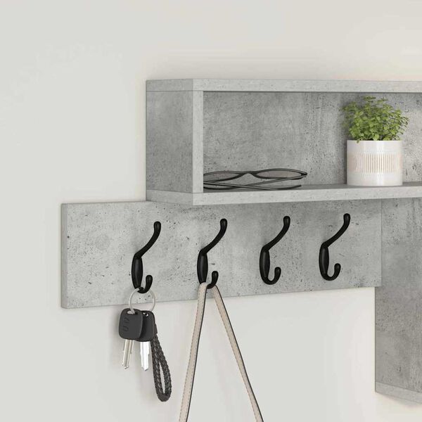 vidaXL Wall-Mounted Coat Rack Concrete grey 100 x 12 x 43.5 cm